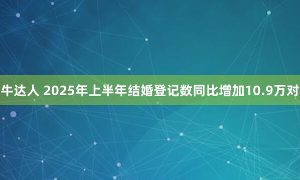 牛达人 2025年上半年结婚登记数同比增加10.9万对