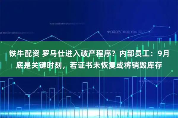 铁牛配资 罗马仕进入破产程序？内部员工：9月底是关键时刻，若证书未恢复或将销毁库存